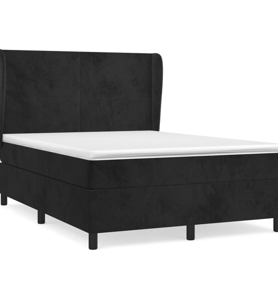 Boxspringbett mit Matratze Schwarz 140x190 cm Samt