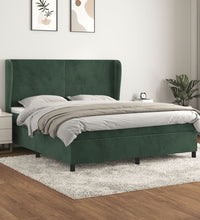 Boxspringbett mit Matratze Dunkelgrün 160x200 cm Samt