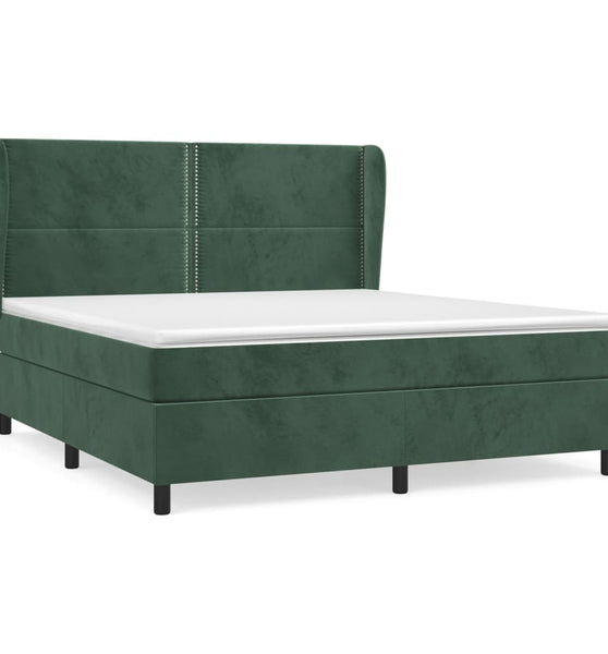 Boxspringbett mit Matratze Dunkelgrün 180x200 cm Samt