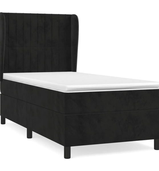 Boxspringbett mit Matratze Schwarz 80x200 cm Samt