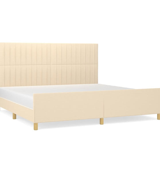Bettgestell ohne Matratze Creme 200x200 cm Stoff