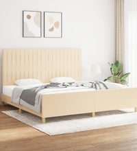 Bettgestell ohne Matratze Creme 200x200 cm Stoff