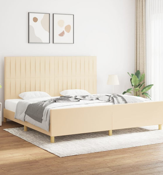 Bettgestell ohne Matratze Creme 200x200 cm Stoff