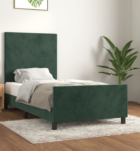 Bettgestell ohne Matratze Dunkelgrün 80x200 cm Samt