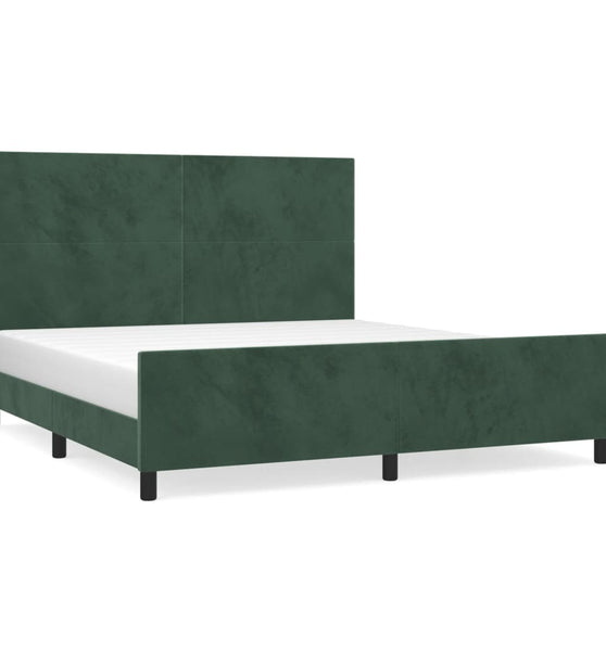 Bettgestell ohne Matratze Dunkelgrün 160x200 cm Samt