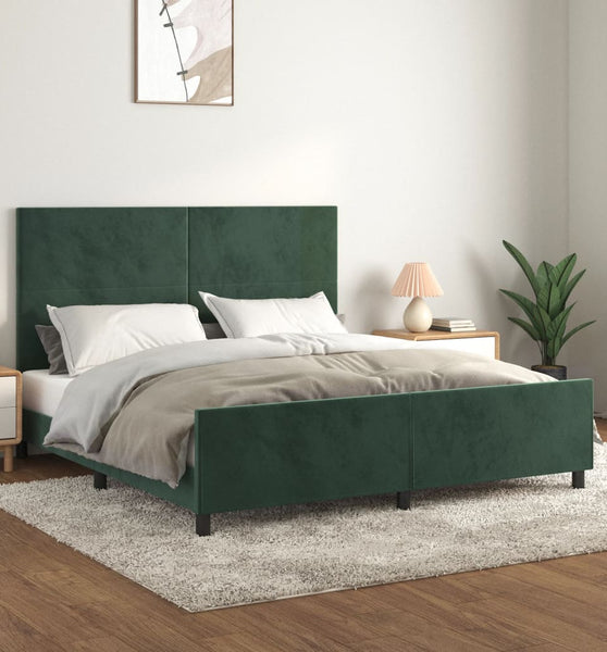 Bettgestell ohne Matratze Dunkelgrün 160x200 cm Samt