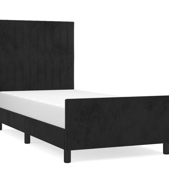 Bettgestell mit Kopfteil Schwarz 80x200 cm Samt