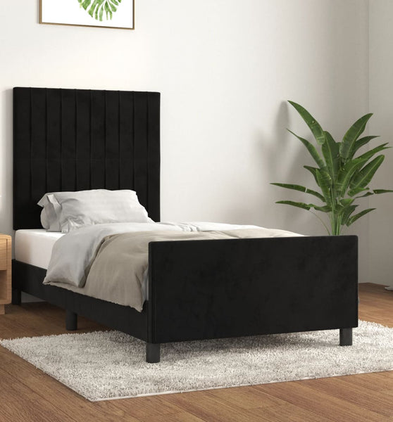 Bettgestell mit Kopfteil Schwarz 80x200 cm Samt