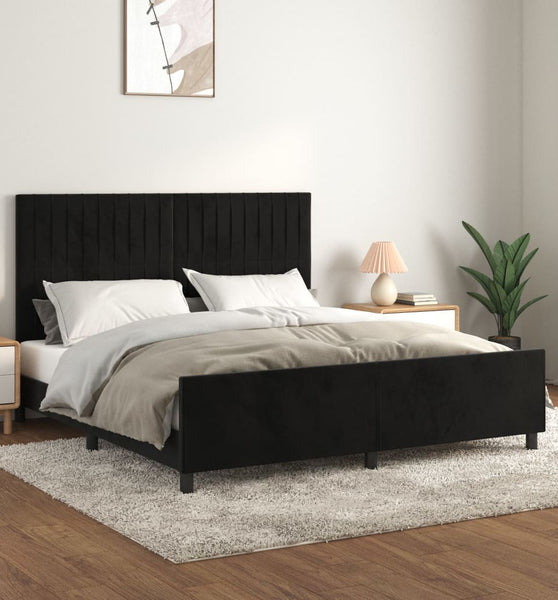 Bettgestell ohne Matratze Schwarz 160x200 cm Samt