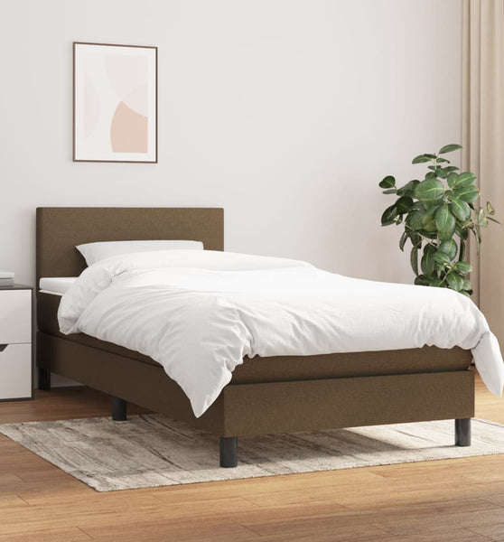 Boxspringbett mit Matratze Dunkelbraun 80x200 cm Stoff
