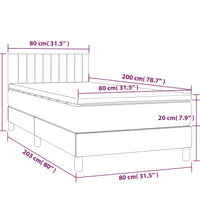 Boxspringbett mit Matratze Dunkelbraun 80x200 cm Stoff