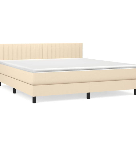 Boxspringbett mit Matratze Creme 180x200 cm Stoff