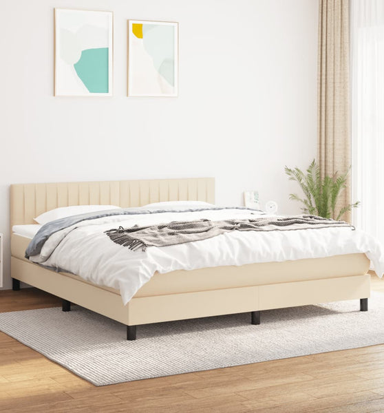 Boxspringbett mit Matratze Creme 180x200 cm Stoff