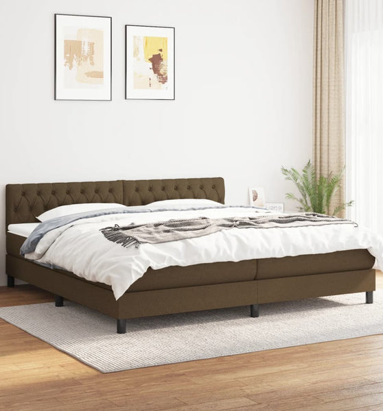Boxspringbett mit Matratze Dunkelbraun 200x200 cm Stoff