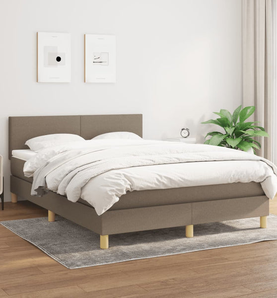 Boxspringbett mit Matratze Taupe 140x200 cm Stoff