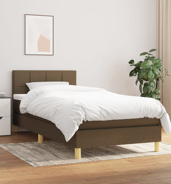 Boxspringbett mit Matratze Dunkelbraun 80x200 cm Stoff