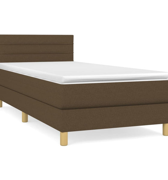Boxspringbett mit Matratze Dunkelbraun 80x200 cm Stoff
