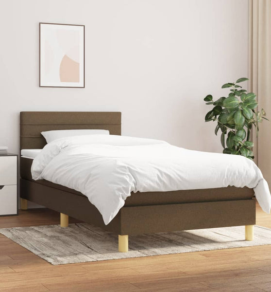 Boxspringbett mit Matratze Dunkelbraun 80x200 cm Stoff