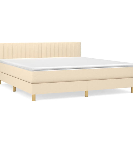 Boxspringbett mit Matratze Creme 180x200 cm Stoff