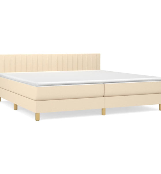Boxspringbett mit Matratze Creme 200x200 cm Stoff