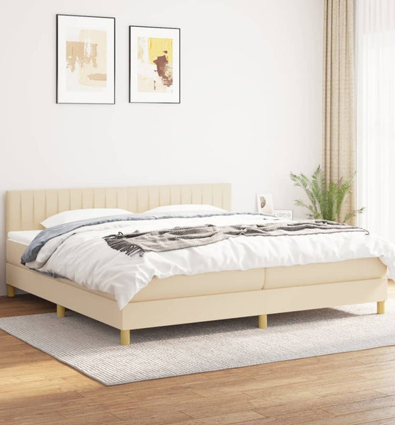 Boxspringbett mit Matratze Creme 200x200 cm Stoff