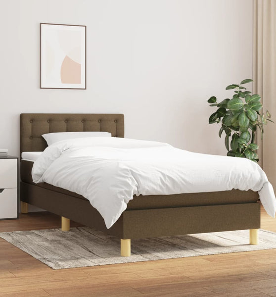 Boxspringbett mit Matratze Dunkelbraun 80x200 cm Stoff