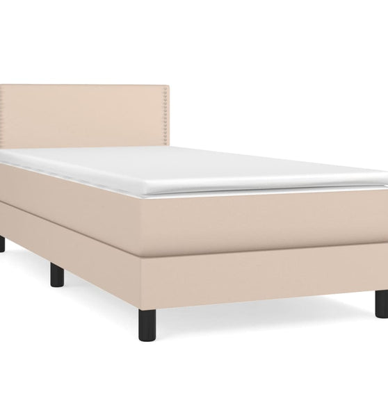Boxspringbett mit Matratze Cappuccino-Braun 90x190cm Kunstleder