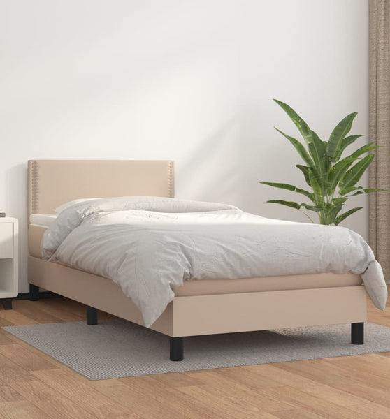 Boxspringbett mit Matratze Cappuccino-Braun 90x200cm Kunstleder