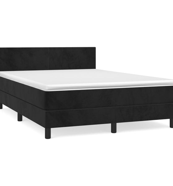 Boxspringbett mit Matratze Schwarz 140x200 cm Samt