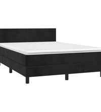 Boxspringbett mit Matratze Schwarz 140x200 cm Samt