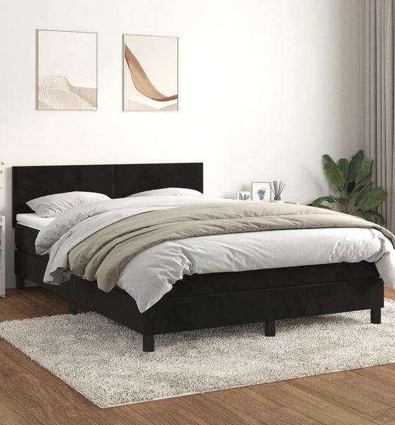 Boxspringbett mit Matratze Schwarz 140x200 cm Samt