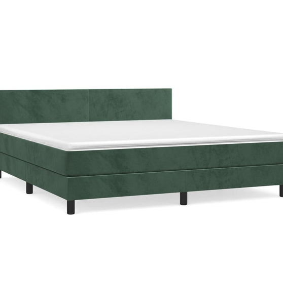 Boxspringbett mit Matratze Dunkelgrün 160x200 cm Samt