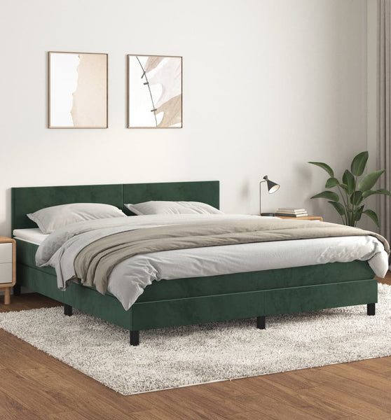Boxspringbett mit Matratze Dunkelgrün 160x200 cm Samt