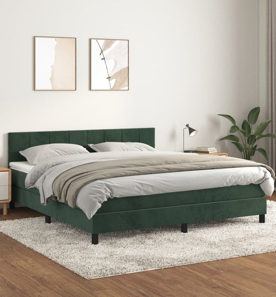 Boxspringbett mit Matratze Dunkelgrün 180x200 cm Samt