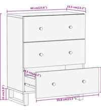 Beistellschrank Braun und Schwarz 60x33,5x75cm Massivholz Mango