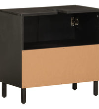 Waschbeckenunterschrank Schwarz 62x33x58 cm Massivholz Mango