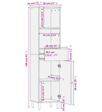 Badschrank Schwarz 38x33x160 cm Massivholz Mango