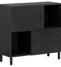 Beistellschrank Schwarz 80x33x75 cm Massivholz Mango