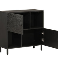 Beistellschrank Schwarz 80x33x75 cm Massivholz Mango