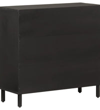 Beistellschrank Schwarz 80x33x75 cm Massivholz Mango