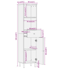 Badschrank 38x33x160 cm Massivholz Mango