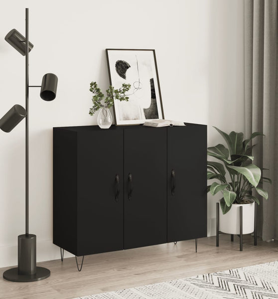 Sideboard Schwarz 90x34x80 cm Holzwerkstoff