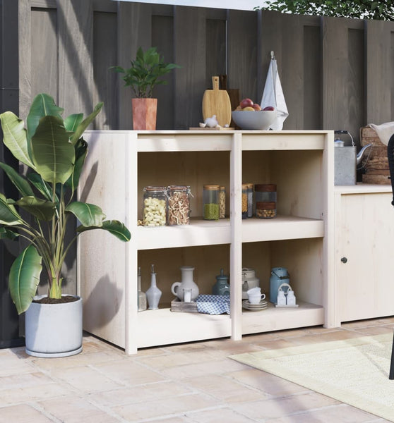 Outdoor-Küchenschrank Weiß 106x55x92 cm Massivholz Kiefer