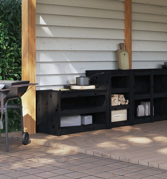 Outdoor-Küchenschränke 2 Stk. Schwarz Massivholz Kiefer