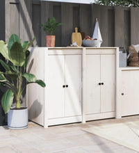 Outdoor-Küchenschrank Weiß Massivholz Kiefer