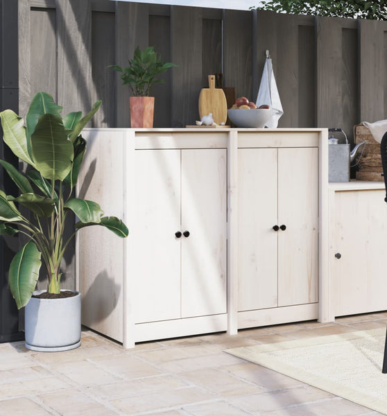 Outdoor-Küchenschrank Weiß Massivholz Kiefer