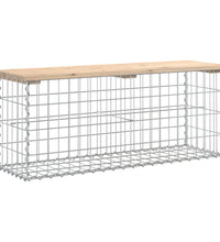 Gartenbank aus Gabionen 103x31,5x42 cm Massivholz Kiefer