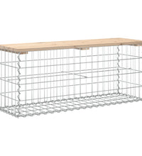 Gartenbank aus Gabionen 103x31,5x42 cm Massivholz Kiefer