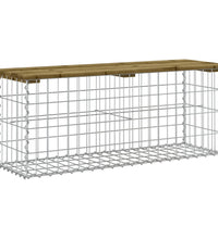 Gartenbank aus Gabionen 103x31,5x42 cm Kiefernholz Imprägniert