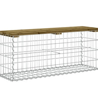 Gartenbank aus Gabionen 103x31,5x42 cm Kiefernholz Imprägniert